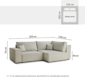 Лилав сгъваем/с място за съхранение ъглов диван от рипсено кадифе (десен ъгъл/L форма) Tonga – Maison de Rêve