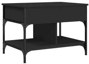 845361 vidaXL Кафе маса, черна, 70x50x50 см, инженерно дърво и метал
