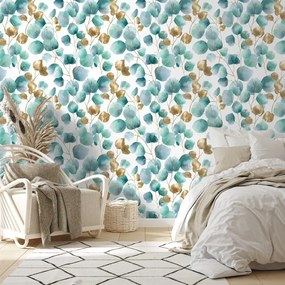 Фототапет – Златни и тюркоазени листа