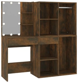 3120188 vidaXL LED тоалетка с шкафове, опушен дъб, инженерно дърво