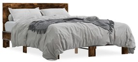 3280194 vidaXL Рамка за легло, опушен дъб, 140x200 см, инженерно дърво и метал