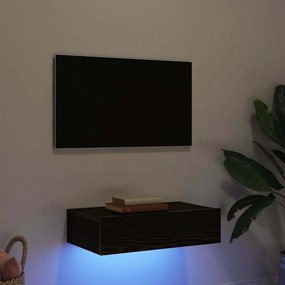 862032 vidaXL ТВ шкаф с LED осветление, черен дъб, 60x35x15,5 см