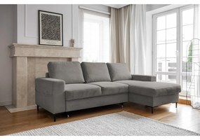 Сив разтегателен ъглов диван от рипсено кадифе (десен ъгъл) Lofty Lilly – Miuform