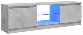 804287 vidaXL ТВ шкаф с LED осветление, бетонно сив, 120x30x36 см