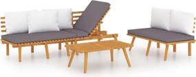 3087012 vidaXL Градински лаундж комплект с възглавници, 3 части, акация масив