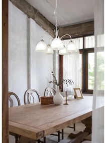 Бяло-сребристо висящо осветително тяло със стъклен абажур ø 55 cm Dobby – Trio