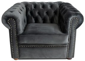 Фотьойл Chesterfield в тъмносив цвят 94х90х66 см