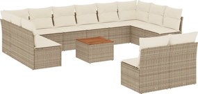 3256226 vidaXL Градински комплект диван с възглавници 13 части бежов полиратан