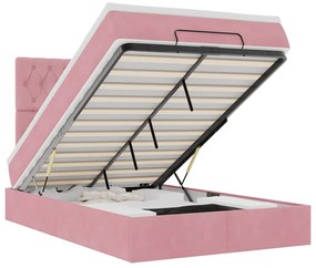3314389 vidaXL Османска легло с матраци и LED, розово, 120x200 см, кадифе