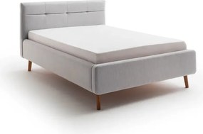 Светлосиво двойно легло 140x200 cm тапицирано с място за съхранение с включена подматрачна рамка Lotte – Meise Möbel
