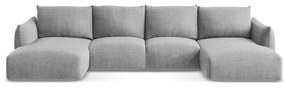 Светлосив сгъваем ъглов диван (U форма) Leila – Makamii