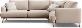 Бежов кадифен ъглов диван (десен ъгъл/L форма) Naomi – Micadoni