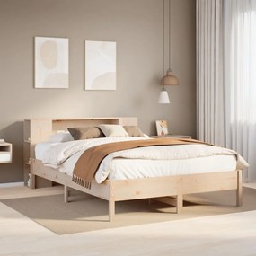 3322837 vidaXL Легло с етажерка за книги, без матрак, 140x190 см, бор масив