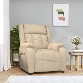 3143588 vidaXL Електрически масажен стол, кремав, текстил