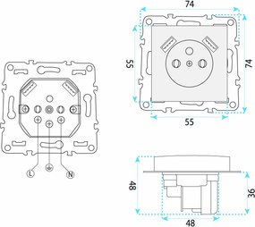 Единичен контакт със заземяване + 2x USB-A OSTE JNH003-G White