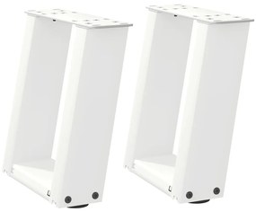 4012737 vidaXL Крака за масичка за кафе, U-образни, 2 бр., бели, 30 x (30-31) см, стомана