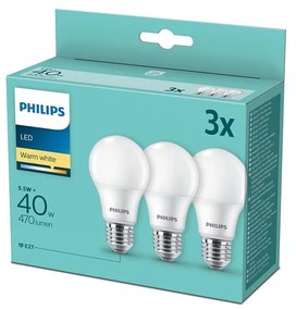 К-кт 3 бр. LED крушки Philips E27/5,5W/230V 2700K