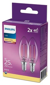К-кт 2бр. LED крушки Philips B35 E14/2W/230V 2700K