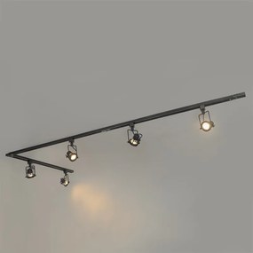 Индустриална релсова система черна с 5 прожектори 1-фазен - Suplux