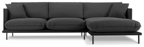 Тъмносив ъглов диван с кадифено покритие, десен ъгъл Auguste - Interieurs 86
