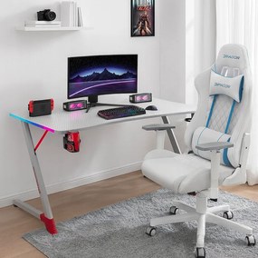 Бяла геймърска PC маса с RGB LED осветление Šírka: 140 cm