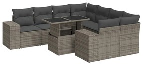 3326771 vidaXL Градински комплект диван с възглавници 9 части сив полиратан
