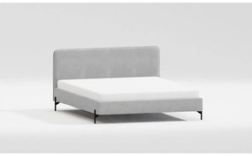 Светлосиво двойно тапицирано легло с включена подматрачна рамка 200x200 cm Barker – Ropez