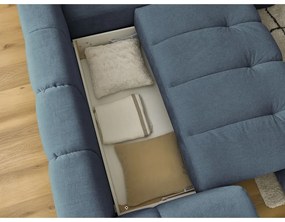 Син сгъваем/с място за съхранение ъглов диван (десен ъгъл/L форма) Fuji – Bobochic Paris