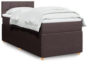 3289670 vidaXL Боксспринг легло с матрак, тъмнокафяво, 100x200 см, плат