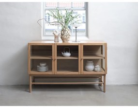 Витрина от дъбова дървесина в естествен цвят 88x140 cm Elba - Unique Furniture