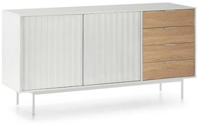 Бял/естествен нисък скрин от декор от дъб 159x80 cm Sierra – Teulat