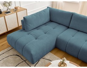 Син сгъваем/с място за съхранение ъглов диван (ляв ъгъл/U форма) Fuji – Bobochic Paris