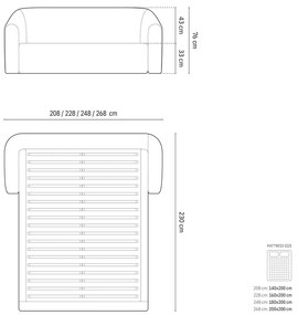 Тъмносиньо двойно легло 180x200 cm тапицирано с място за съхранение с включена подматрачна рамка Campi – Cosmopolitan Design