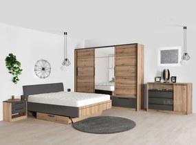 Легло Калиопа за матрак 160/200 см сиво с дъб