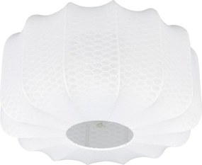 Бяло метално осветително тяло за таван с текстилен абажур ø 40 cm Madleine – Reality