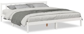 852441 vidaXL Рамка за легло без матрак, бял, 200x210 см, борово дърво масив