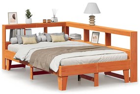 3324543 vidaXL Легло с етажерка за книги, без матрак, 120x200 см, бор масив