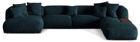 Тъмносин кадифен модулен ъглов диван (десен ъгъл/U форма) Martina – Micadoni