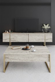 Кафе маса Luxe, цвят Травертин Златен