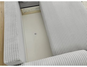 Светлосив разтегателен ъглов диван от рипсено кадифе (десен ъгъл) Lucien – Bobochic Paris