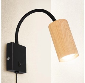 Brilagi - Гъвкав аплик SELE 1xGU10/30W/230V черен/дъбов декор