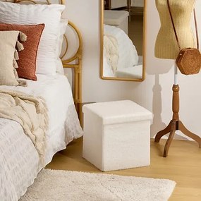 Сгъваема табуретка atmosphera Jaiko, Букле, Бял, 38x38 cm