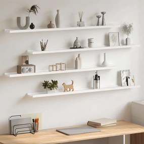 326664 vidaXL Стенни рафтове, 4 бр, бели, 115x9x3 см