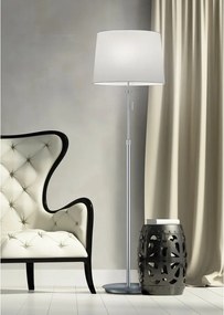 Подова лампа в сребрист цвят с текстилен абажур (височина 180 cm) Lyon – Trio