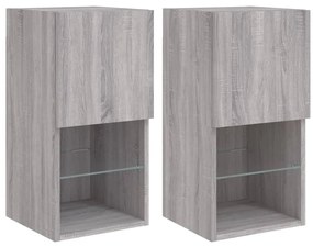 836998 vidaXL ТВ шкафове с LED осветление, 2 бр, сив сонома, 30,5x30x60 см