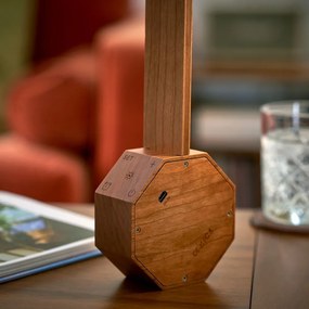 Тъмнокафява LED настолна лампа от декор от череша (височина 39,5 cm) Octagon One – Gingko