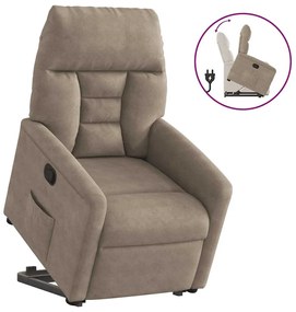 3303087 vidaXL Изправящ реклайнер стол, таупе, микрофибърен текстил