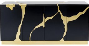 Арт.86436 Шкаф Cracked Black Gold 165x80cm