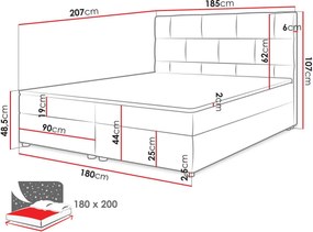 Тапицирано легло Wall-Blue-180 x 200