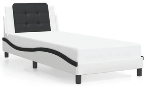 3208162 vidaXL Рамка за легло без матрак Zadar, бяло-черна, 90x200 см, изкуствена кожа
